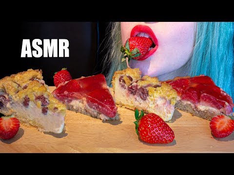 ASMR: CHERRY CRUMBLE CHEESECAKE & STRAWBERRY CAKE | Cake Plate 🍓 ~ Relaxing Eating [No Talking|V]😻