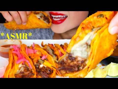 ASMR JUICY BIRRIA TACOS Mexican Food *Birria Tandia Food Truck Queens NY* CRUNCHY EATING SOUNDS