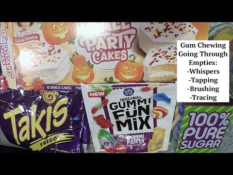 ASMR Gum Chewing Going Through Empties 24. Whispers, Tapping, Brushing, Tracing
