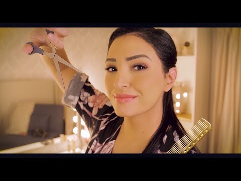 ASMR Hair Cut ✂️  | With Flat Iron, Hair Brushing & Scalp Massage | After Hours Pampering at Salon |