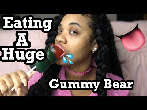 ASMR👅💦 Eating A Huge Gummy Bear 🐻 Lollipop 🍭 Intense Mouth Sounds 👄💦💦