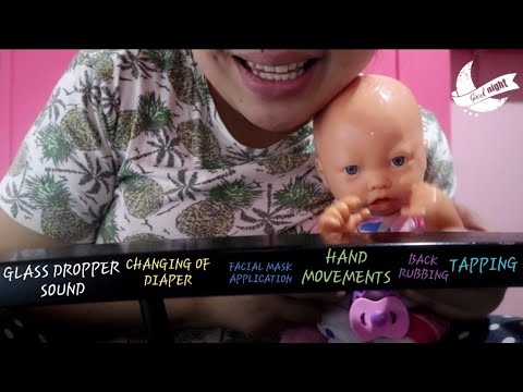 ASMR TAKING CARE OF MY BABY ( CHANGING DIAPERS AND GIVING MEDICINE ) TAPPING, GLASS DROPPER SOUND
