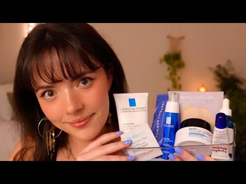 ASMR Cozy Friend Does Your Skincare (layered sounds, hair playing, pampering)
