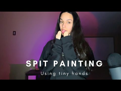 Spit painting using tiny hands🤲🏼 (no talking)
