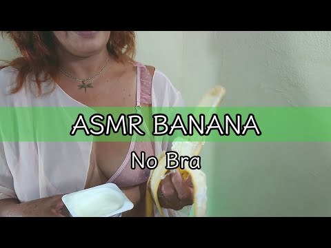 ASMR Eating Banana/Yoghurt mouth sound licking - Comiendo Plátano y chupar con Yogurt (02/02)