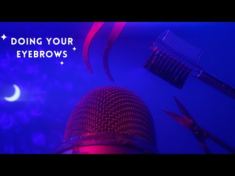 ASMR First Person Doing Your Eyebrows, Face Brushing, Measuring You, Plucking, Subtle Gum Chewing
