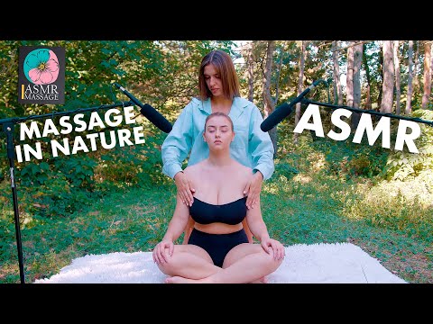 ASMR upper back massage in real nature by Olga ||| Head, neck, back and shoulder massage no talking