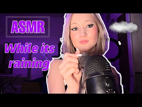 ASMR while its raining 🌧️ face and microphone brushing :)