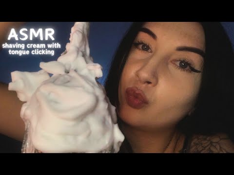 ASMR | TONGUE CLICKING WITH SHAVING CREAM ON THE MIC
