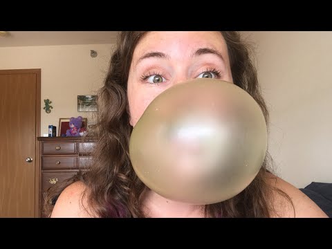 ASMR Blowing Big Bubbles, Gum Chewing, Whisper Ramble