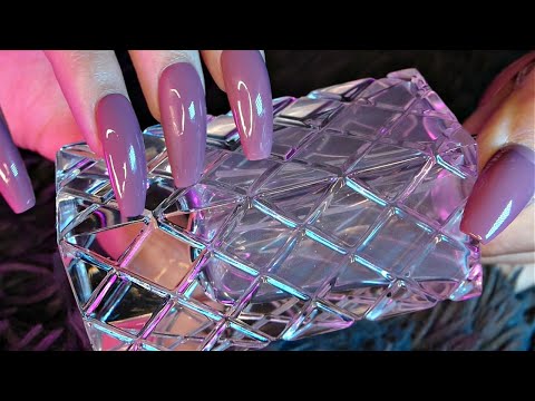 ASMR Textured Glass Scratching with Long Nails | Fast Scratching | No Talking