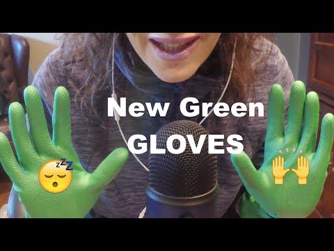 ASMR New Green Rubber Gloves.
