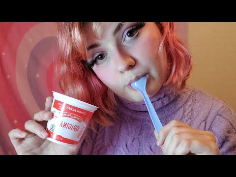 Strawberry Yogurt ASMR (mouth sounds)