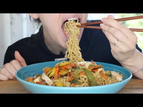 ASMR Whisper Eating Sounds | Noodle Tofu Vegetable Wok | Healthy Plant-Based Mukbang 먹방