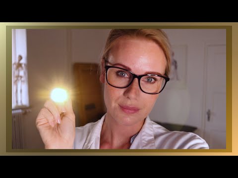 ASMR relaxing DOCTOR ROLE PLAY EYE and EAR EXAM (personal attention)
