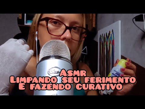 Asmr caseiro// Vou cuidar do seu ferimento ( Limpar e fazer curativo) ^Com sons de chuva ⛈️^