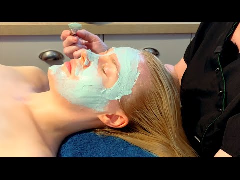 ASMR Facial with green tea mask and massage (Unintentional ASMR)