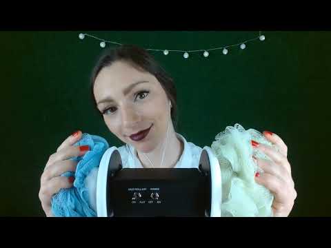 ASMR 3 Dio dry ear massage with gloves | loofah | oil | lotion [no talking]