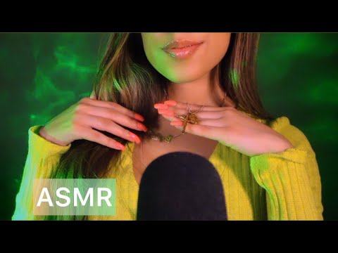 ASMR Scatching on Skin + Necklace Tapping (Whispered) 💚