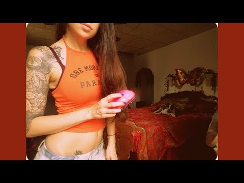 ASMR Whispered Q&A 1. Hair brushing, spray bottle, tapping. Casual Chit Chat
