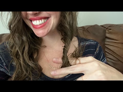 ASMR - Soft Spoken Gum Chewing with Hair Play