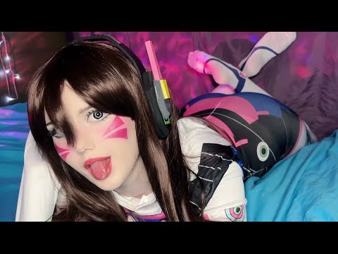 ♡ ASMR POV: Girlfriend Cuddles & Kisses You On Bed ♡ D.VA Overwatch Cosplay