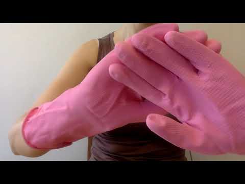 #Rubbergloves #rubber #ASMR Mummy Opens Pink Spanish Dishwashing Gloves Soft Sounds