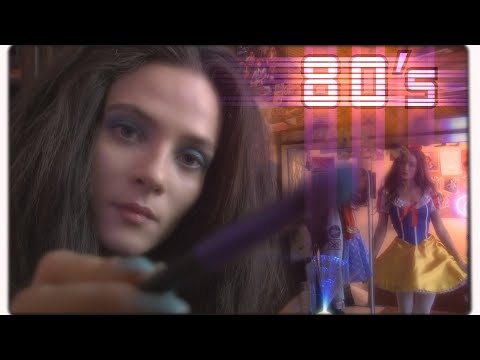 ASMR ~ 80's Atmosphere (Whispered) Preparing for the Party ~ Hairstyle and Makeup ~ Try On Haul