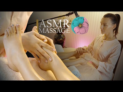 Very tenderly ASMR foot massage with rose petals | Relaxing tingle technique for wonderful model