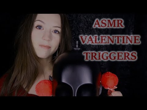 ASMR VALENTINE TRIGGERS - WHISPERING, FLUFFY EAR BRUSHING AND EAR CUPPING WITH HEARTS!
