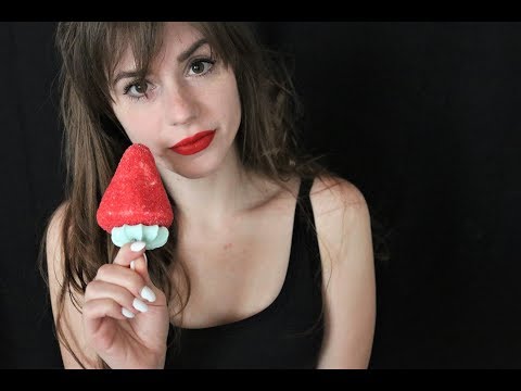 ASMR Eating a HUGE STRAWBERRY - sticky eating sounds