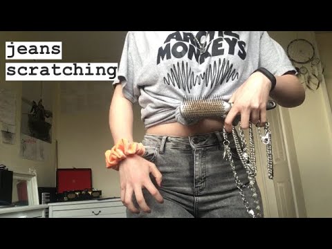 asmr | scratching my jeans with different objects, no talking 🐙🍄