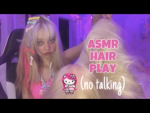 ASMR hair play, NO TALKING! (brushing, scalp check, ect.)