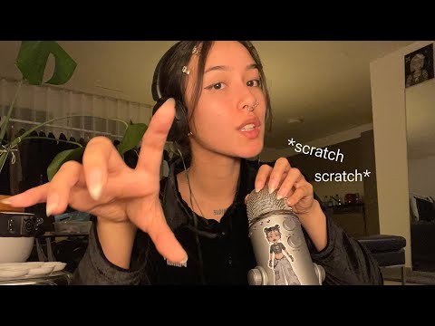 ASMR ☆ MIC SCRATCHING (bare mic + foam cover) w/ long natural nails