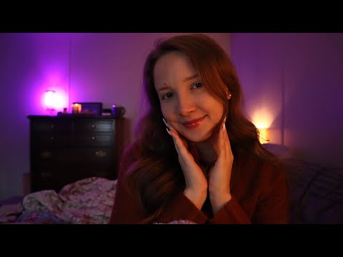 ASMR using myself | fabric scratching, face tracing, ear to ear whispers, tongue clicking ✨