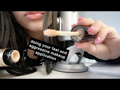 asmr doing your makeup (fast & aggressive)