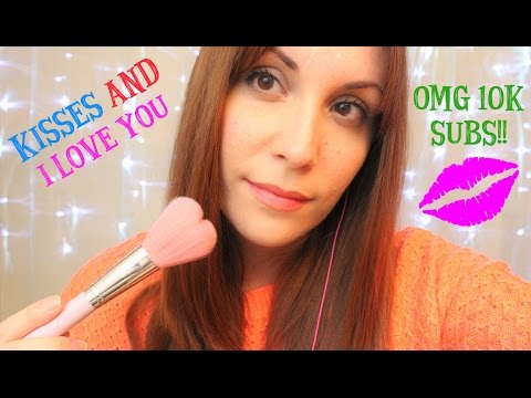 ASMR ☾ 10k Thanks!! ~ Kisses &"I love you" Whispers + Brushing your face