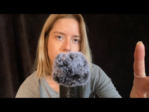 ASMR fluffy mic whisper / inaudible / mouth sounds / hand movements