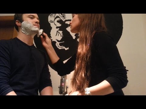 *ASMR* Man Gets A Wet Shave From A Woman *Special Sounds*