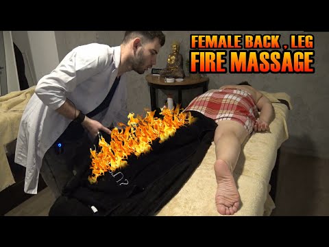 ASMR FIRE FEMALE BODY MASSAGE & explained by applying & female back, foot, leg, arm, neck massage