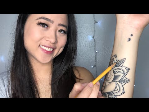 ASMR | Tracing my Tattoos, Mouth Sound Whispers