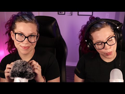 ASMR | Twins Fluffy Mic Rubbing and Ear Blowing | DOUBLE The Tingles!