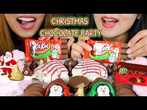 ASMR CHOCOLATE CHRISTMAS PARTY 초콜릿 리얼사운드 먹방 チョコレートcoklat चॉकलेट | Kim&Liz ASMR