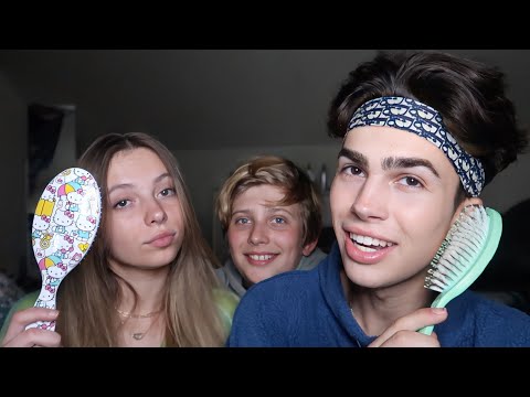 ASMR with my Sister and Brother! (Answering questions, hair brushing)