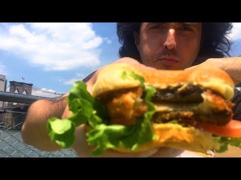 BURGER FEAST + Cheese Fries! Shake Shack Under the Brooklyn Bridge | MUKBANG | Nomnomsammieboy