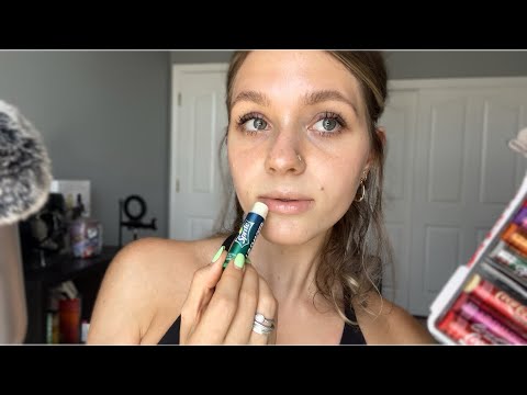 ASMR| Applying Chapsticks (Whisper, Mouth Sounds, Tapping)