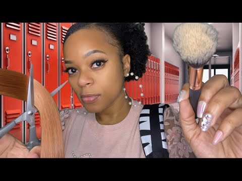 ASMR | ❤️ Girl In School Does Your Makeup + Hair For Valentine's Day Dance Roleplay | Real Haircut