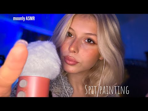 ASMR-fast spit painting💦(mouthsounds,personal attention,rain & fireplace sounds…)