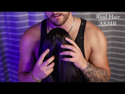 ASMR Real Hair Brushing and Scalp Massage - Braiding and Hair Play - Male ASMR
