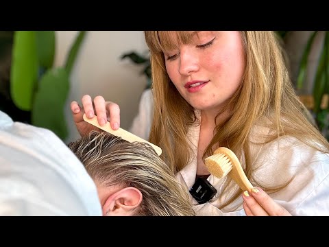 ASMR Scalp Check & Massage | Hiccups, Measuring, Hair Brushing, Combing, Personal Care RP For Sleep